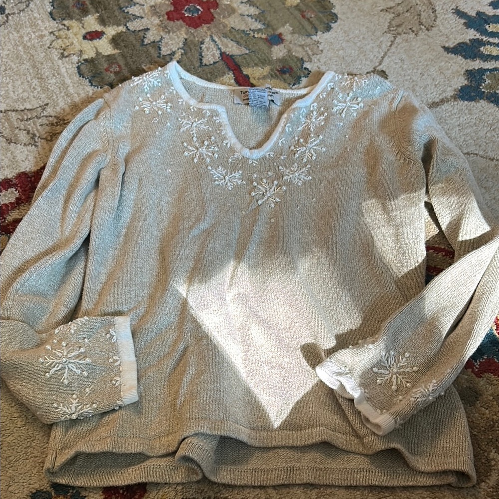 Embroidered Beige Sweater